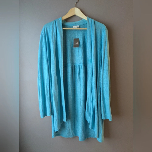 J. Jill cardigan wrap blue linen M NWT - Picture 1 of 9